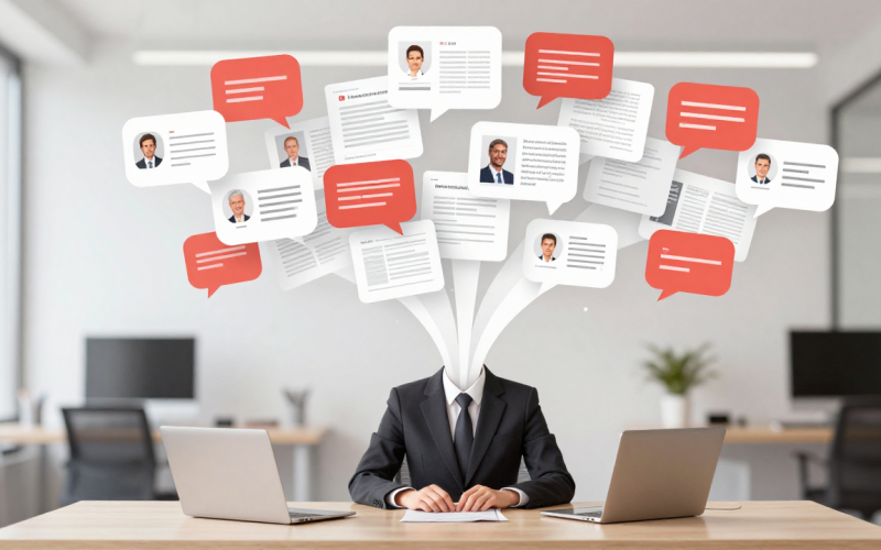 HARO journalist outreach for link building illustrated in flat Memphis style